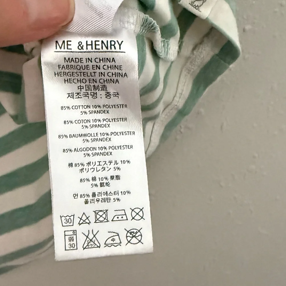 Me & Henry Green & Cream Striped Cotton Polo Size 5/6
